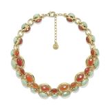 Photo of the Goossens Bosphorus Couture Gold Plated Aventurine and Carnelian Necklace – Exquisite Gold Plated Necklace with Aventurine and Carnelian Gemstones – GOOH24NE08YG01