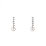 Sterling Silver Cubic Zirconia Pearl Drop Earrings