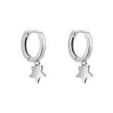 Sterling Silver Star Huggie Drop Earrings