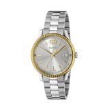 Gucci G-Timeless 38mm Silver Dial Quartz Yellow Gold PVD & Stainless Steel Watch (YA1264233) combining a refined silver dial with a luxurious yellow gold PVD finish