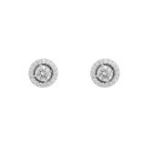 Sterling Silver 2-in-1 6mm Round Stud 9mm Halo Stud Cubic Zirconia Stud Earrings