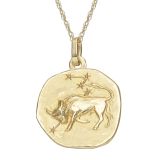 9k Yellow 16mm Zodiac Taurus Gold Pendant Necklace
