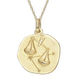 9k Yellow 16mm Zodiac Libra Gold Pendant Necklace