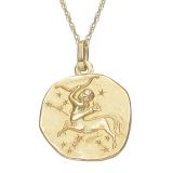 9k Yellow 16mm Zodiac Sagittarius Gold Pendant Necklace