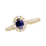 18k Sapphire and Diamond Halo Ring