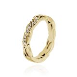 18k Yellow Gold Diamond Leaf Wide Set Ring