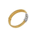 18K Yellow Gold  Diamonds White Gold Rondels Panorama Flexible Bracelet Size L