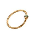 18K Yellow Gold Diamonds & Emerads Solo Flexi Bracelet