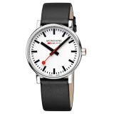 Mondaine Classic 40mm White Dial Quartz Movement Black Vegan Bracelet Watch