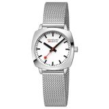 Mondaine Pettite Cushion 31mm White Dial Quartz Movement Stainlees Steel Watch