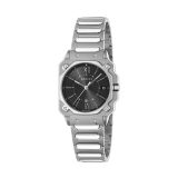 Gucci G-Flat 30mm Black Dial Quartz Stainless Steel Bracelet Watch (YA166505) with a sleek black dial and stainless steel bracelet