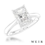 Platinum Lab Grown 2.01ct E VS1  Radiant cut Lab Grown Diamond Dress Ring