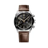 Spirit Flyback 42mm, Black Dial, Automatic Movement, Stainless Steel Case, Brown Leather Strap Chronograph Watch