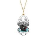 Heritage 18k Yellow & White Gold Diamond Black Swan Surprise Locket