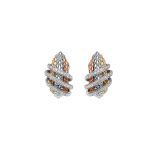 18K Tricolor Gold Diamonds Pave Earrings