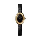 Cartier Baignoire Mini 24.6 mm Black Dial Quartz Leather Bracelet Watch WGBA0040