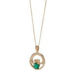14K Yellow Gold Heart Shape Emerald 0.55ct Pendant Necklace
