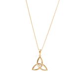 14K Yellow Gold Diamond 0.25ct Trinity Knot Pendant Necklace