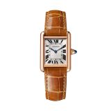 Tank Louis 29.5x 22mm, Silvered Dial, Mechanical Movement, 18k Rose Gold Case, Brown Leather Strap Watch