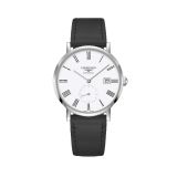 Elegant Collection 39mm, White Dial, Automatic Movement, Stainless Steel Case, Black Leather Strap Watch