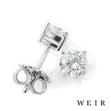 18k white gold Round brilliant cut Lab Grown Diamond Earrings