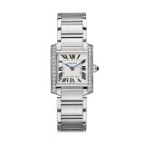 Cartier Tank Française 32x27mm Silver Dial Quartz Movement Stainless Steel Diamond Watch W4TA0021