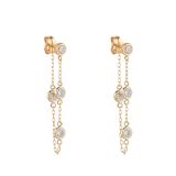 9K Yellow Gold Cubic Zirconia Loop Drop Chains Earrings