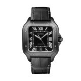 Cartier Santos de Cartier 39.8mm Black Dial Automatic Black Rubber Bracelet Watch WSSA0039