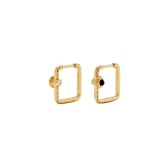 Yvonne Léon 9K Yellow Gold Diamond Paire de Mini Créoles Gousse Onyx or Jaune