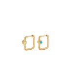 Yvonne Léon 9K Yellow Gold Paire de Mini Créoles Gousset Gold Turquoise or Jaune Earrings