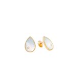 Yvonne Léon 9K Yellow Gold Paire de Puces Poire Nacre or Jaune Earrings