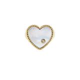  Yvonne Léon 9K Yellow Gold sz54 Diamond Chevalière Coeur Nacre or Jaune