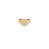 Yvonne Léon 9K Yellow Gold sz52 Grey Diamond Baby Chevalière Poire Berlingot or Jaune