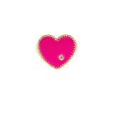  Yvonne Léon 9K Yellow Gold sz56 Diamond Chevalière Coeur Néon Fuchsia or Jaune