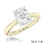 18k yellow gold Lab Grown 1.51ct E VS1  Cushion cut Lab Grown Diamond Dress Ring