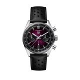 Carrera Chronograph 39mm Purple Dial Automatic Leather Strap Watch