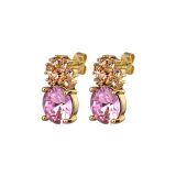Photo of the DYRBERG/KERN Beckia Gold Tone Earrings adorned with shimmering peach and rose crystals 1605718