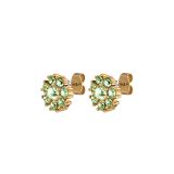 Photo of the DYRBERG/KERN Carnea Gold Tone Stud Earrings adorned with shimmering green crystals 460074