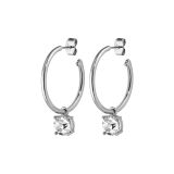 Photo of the DYRBERG/KERN Diega Silver Tone Hoop Earrings with pendant design, adorned with sparkling white crystals 460053