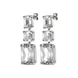 Photo of the DYRBERG/KERN Esmara Silver Tone Drop Earrings adorned with sparkling white crystals 460016