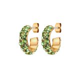 Photo of the DYRBERG/KERN Heidi Gold Tone Hoop Earrings adorned with green crystals 460523