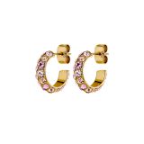 Photo of the DYRBERG/KERN Heidi Gold Tone Hoop Earrings adorned with peach and rose crystals 440166