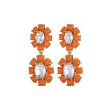 Photo of the DYRBERG/KERN Lina Gold Tone Drop Earrings with coral and white crystals 460506