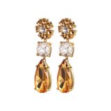 Photo of the DYRBERG/KERN Misia Gold Tone Drop Earrings with champagne and white crystals 460512