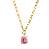 Photo of the DYRBERG/KERN Octa Gold Tone Pendant Necklace with a pink crystal 460529