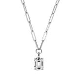 Photo of the DYRBERG/KERN Octa Silver Tone Pendant Necklace with a white crystal 460532