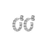 DYRBERG/KERN Raquel Silver Tone Hoop Earrings with white crystals 460066