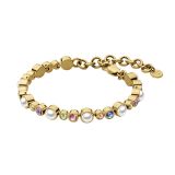 Photo of the  DYRBERG/KERN Sacha Gold Tone Bracelet adorned with multi-coloured crystals and faux pearls 450096