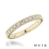 18k yellow gold Round brilliant cut diamond line band