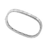 Sterling Silver Round White Cubic Zirconia 50mm Rectangular Bangle Bracelet